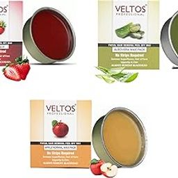 Veltos Professional Facial Peel Off Katori Face Wax Combo Kit Pack of 3 (Aloe Vera, Apple Regular & Red Wine 80gm Each)-image-1