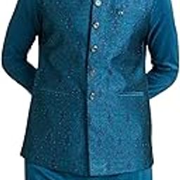 Men's Brocade Sequinned Nehru Jacket (1pc)-image-44