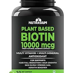 Nutrasium | Hair Vitamin | DHT Blocker with Biotin 10,000 mcg | Amino acid & Multivitamin | For supports Hair Growth & Reduce Hair fall | Control Hair damge & Hair splitting | 30 tablets-5