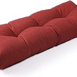 ATOOTFUSION Soft Thick Jute Fabric Bench Cushion Non Slip Tufted Cotton Filled Garden Bench Cushion, Fade Shield Water Resistant Durable Thicken Outdoor/Indoor Bench Seat Pads 48x18x4 inch (Maroon)-image-7