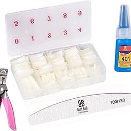 Professional 500 Acrylic False French Nail Tips with Nail Clipper cutter Nails , Nail Filer and Glue-37