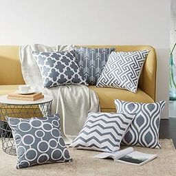 AEROHAVEN Set of 6 Satin Abstract Designer Decorative Throw Pillow/Cushion Covers - (Grey, 18 x 18 Inch)-image-3