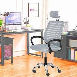Casa Copenhagen,Mesh Office Desk,Rocking, Ergonomic Computer Chair Adjustable High with Headrest and Comfortable Armrest Swivel Chair -Dark Grey Oak & Black Handle-picture-11