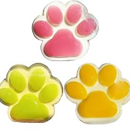 3PCS Taba Squishy, Taba Squishies, Taba Squishies, Soft Squishy Toy Set of Three, Stress Relief Fufu Squishy for Home Office School, Cute Cat Paw Design in Yellow Green Pink Colors-image-70