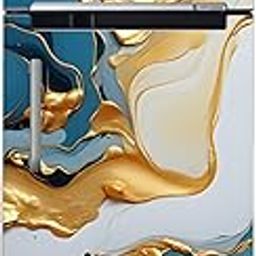DesignDecor Vinyl 3D Flower Fridge Sticker, 24x60 cm, Marble Texture, Double Door Refrigerator (White & Blue)-image-22