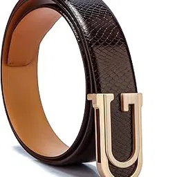 gil Genuine Leather Belt for Men Perfect for Formal and Casual Wear with Adjustable Waistband Buckle, Snake-Print Classic Design Ideal for Jeans, Gifting, Office, Party or Daily Use-picture-3