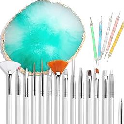 D.B.Z.® Nail Art Brushes Kit Nail Art Supplies Tools Purple Resin Palette Nail Art Painting Mixed Color 2 Way Dotting Pen Tool Manicure Kit DIY Makeup Display Board for Home Salon (21 Pieces)-image-93
