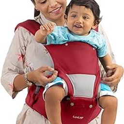 LuvLap Comfy Newborn Baby Carrier with Detachable Hip Seat (3 in 1), Ergonomically Designed (6-24 Months), 6 Baby Carrying Modes, Carrying Capacity 15Kg, Red-11
