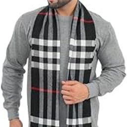 FabNext - Men Casual Luxurious Premium Checkered Woolen Muffler, Scarf, Stole For Winter Black colour-image-28