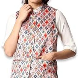 Women's Polyester Cotton Printed Sleeveless Regular Nehru Jacket/Modi Ethnic Waistcoat-picture-8