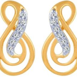 14k (585) Yellow Gold and Diamond Stud Earrings for Women-image-56