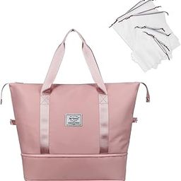 Women Travel Duffel Bag, Large Expandable Weekender Carry-on Tote, Gym Workout Bag, Overnight Bag, Mommy Hospital Bag for Labor and Delivery, Basic-pink, Large, Basic Version-image-46