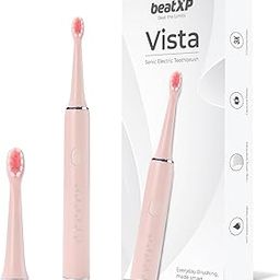 beatXP Vista Sonic Electric Toothbrush for Adults with 2 Brush Heads & 5 Cleaning Modes | Rechargeable Electric Toothbrush | 30000 strokes/min with Long Battery Life (Pink)-31