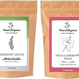 Nature Elegance Rosemary Leaves 50g & Hibiscus Sabdariffa Petals 50g Combo | For making Rosemary Water & Rosemary Hair Oil | Reduces scalp buildup | Hibiscus Roselle | Gudhal Ka Phool for Hair growth-28