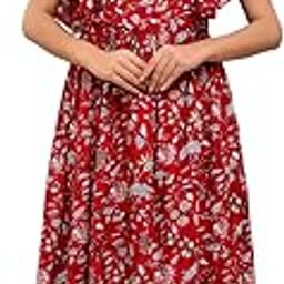 Women's Rayon Printed Red Flared Anarkali Maternity Dress l Feeding Kurti with Concealed Zip for Pre & Post Pregnancy-image-28