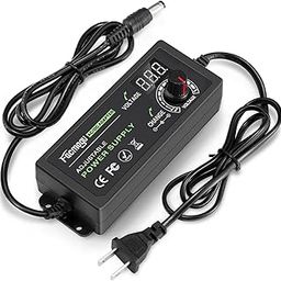 Facmogu 3V-12V 5A 60W Adjustable Power Supply with LED Display, Variable DC 3V 5V 6V 9V 12V Universal AC/DC Adapter, 100V-240V AC to DC 3-12V Switching Power Converter Multi-Voltage Regulated Adaptor-30
