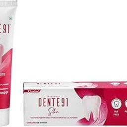Dente91 SHE Toothpaste Specially Crafted for Women, Remove Plaque Contains Folic Acid & Vitamins (B6, E, D3), Cinnamon & Ginger Flavour, Free from SLS, Fluoride & Paraben 100g (Pack of 1)-4
