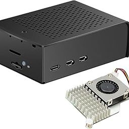 IDUINO Metal Case for Raspberry Pi 5 with Pi 5 Active Cooler Support VESA Mount - Black Aluminium Case for Raspberry Pi 5 (Official Pi 5 Active Cooler)-1