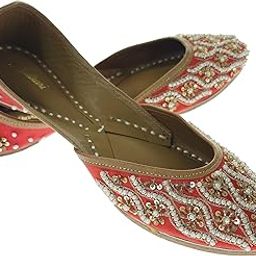 Women Acacia Gold Genuine Soft Leather Embroidered Jutis | Bite and Pinch Free Jutti | Punjabi Formal Juttis | Girl's Wedding Flat Ladies Mojari | Formal Ethnic Juti |-image-85
