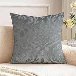 IVAZA Microfiber Square Pillow Cushion for Sofa & Bed | Soft, Fluffy for Comfort & Back Support | Breathable, Washable | Premium Velvet Outer Cover with Zip Set of 1 (12" x 12") Grey-4