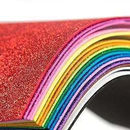Haimac ® A4 Glitter Foam Sheet Sparkles Self Adhesive Sticky A4 Size with Sticky Back Pack of 50 Sheets 10 Colors x 5 Pcs Each for Art & Craft, DIY Work Decoration, Gift Wrapping-0