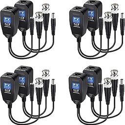 COOLCOLD Video Balun | 8MP (Pack of 4), Passive BNC DC to RJ45 Network Transceiver Cat5/Cat6 Adapter AHD/TVI/CVI/CVBS for Full HD CCTV DVR Security Surveillance Camera System (Black, 4 Pair)-28