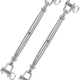suiwotin 2PCS 1/4" (M6) Turnbuckle Stainless Steel Jaw and Jaw Turnbuckle Rigging Screw, Closed Body Turnbuckle Jaw for Marine Grade-image-38