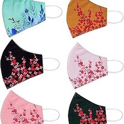 (Pack of 10 3-layer Cotton Basic Reusable Cloth Plain & Multiple Orchid Flower Design Face Mask Adult, Women, Soft Washable 100% Cotton Unisex Face Cover (multi colour)-12