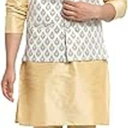 Men's Kurta Pyjama & Printed Nehru Jacket Set.-image-35