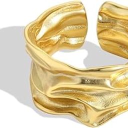 92.5 Sterling Silver Textured Wide Wavy Ring, Adjustable Ring, Classics Collection, Gift for women and girls, BIS Hallmarked - Rhodium Plated-image-3