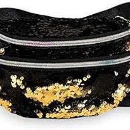 haute handles Stylish Black & Gold Sequin Waist Bag for Women-picture-23