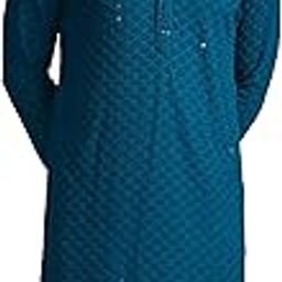 Sequin Embroidered Cotton Blend Regular Fit Premium Men's Kurta-image-17