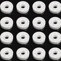 Set of 16 Full Ceramic ZrO2 White Deep groove Ball Bearings - 7 ball ABEC-9 608 CE for high speed skate (8x22x7 mm - Pack of 16 pieces)-1