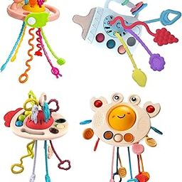 Lefan Baby Pull String Teether Sensory Montessori Pull String Toy for Teething Baby First Adventure Travel-Friendly Food-Grade Silicone Perfect for 6+ Months (Pack of 1pcs,Multicolor)-11