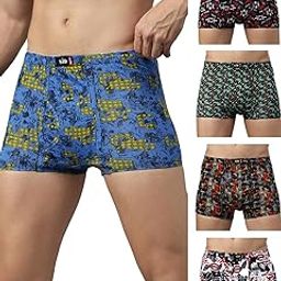 Men's Assorted Print Combed Organic 100% Pure Cotton Regular Fit Solid Colour Trunks Waistband Underwear for Men (Colour & Prints May Vary)|4 Way Stretchability-image-72
