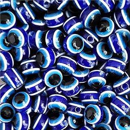 INDIKONB 100 Evil Eye Dark Blue Round Beads | Size 8 mm | Charm Beads for Craft, Jewellery Making, Bracelet Making (Round 8 mm) | EE 2 |-image-32