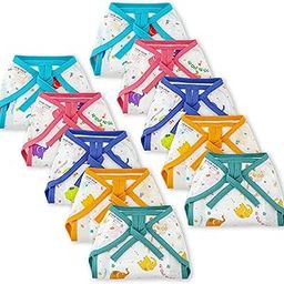 Pom Pom Sweethearts Tie up Nappy For Babies, Reusable, Washable Soft Muslin Cotton Nappy/Langot for New Born Baby | Gentle on Baby Skin | Helps in Potty Training | 1-3 months | Pack of 5 | Printed-15