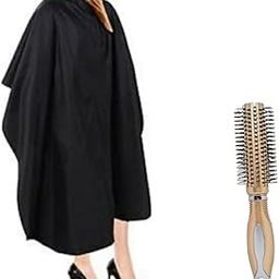 Professional Hair Styling Set with Black Salon Cape and Round Brush, Gold-image-52