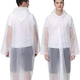 Women EVA Plain Rain Coat Hooded Outdoor Water Resistant Portable Raincoat Suit (White) (1 Piece)-picture-56