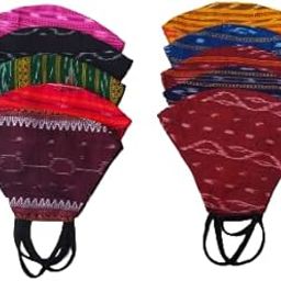 GHL GUENDICHA HAAT Pure Sambalpuri Multicoloured Masks (2 Ply Pack of 10 Cotton masks)-32