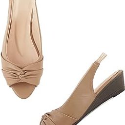 Everly Beige Synthetic Leather Wedge Peep Toes Pumps for Women (MNS6098MNT)-image-1