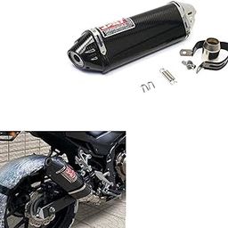 Vagary Carbon Fiber Yoshimura-E47 Universal Slip On Exhaust Silencer For Kawasaki, BMW, Suzuki, Yamaha, KTM, Honda, Ninja, Gixxer, R15, Duke 390, YZF R15, V4 (Black)-14