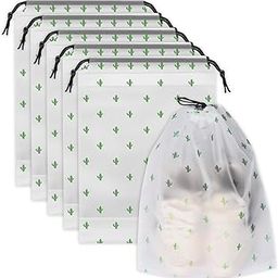 Travel Shoe Bags with Drawstring Water-Repellent Transparent Bag Dustproof Storage Bag for Daily Use Pack of 5 (Green)-image-45