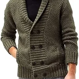 mareout Men's Double-Breasted Lapel Cardigan Sweater with Long Sleeves for Autumn and Winter-picture-14