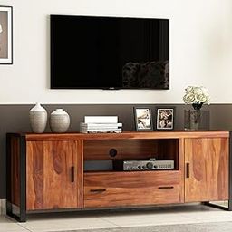 Peedha Studios Solid Sheesham Wooden TV Unit for Bedroom with 1 Drawer, 5 Shelves, and 2-Door Storage – Accommodates up to 55-Inch TV (Murphy,Honey)-image-72