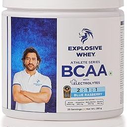 Explosive Whey Athlete Series BCAA - 250g | Trusted By M.S. Dhoni & Kedar Jadhav | 5g BCAA (2:1:1 Ratio) + 500mg Glutamine | Enhanced Muscle Recovery & Endurance (250 Gm, Blue Raspberry)-image-25