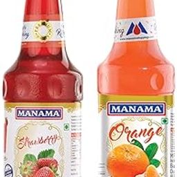 Manama Strawberry Fruit Flavoured Syrup and Manama Orange Fruit Flavoured Syrup, 750ML Each, Pack of 2-picture-1