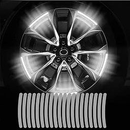 US1984 20pcs Set Reflective Car Wheel Decorative Stripe Stickers, Night Safety Warning Car Stickers, Anti-Scratch Stickers Universal Car Motorcycle Wheel Safety Decorative Car Decals (Silver)-picture-5