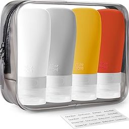 INSFIT Portable Travel Bottles, TSA Carry On Approved Toiletries Containers, 60ml Leak Proof Squeezable Silicone Tubes, Refillable Travel Accessories for Shampoo Body Wash Liquids 4 PacK-15