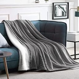 BSB HOME Sherpa Fleece Blanket Double Size Winter Super Soft Extra Warmest and Heavy Thick Winter 500Gsm Bed Blankets for Couch Sofa Bed, 90" X 90" (Grey, Lightweight), 300 TC-image-28